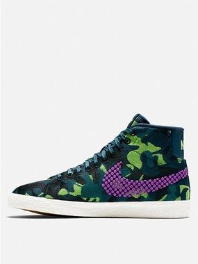 Nike Blazer Mid Jacquard Camo Green and Purple High-Top Sneakers
